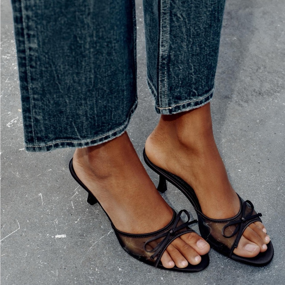 Zara mesh and bow sandals size37